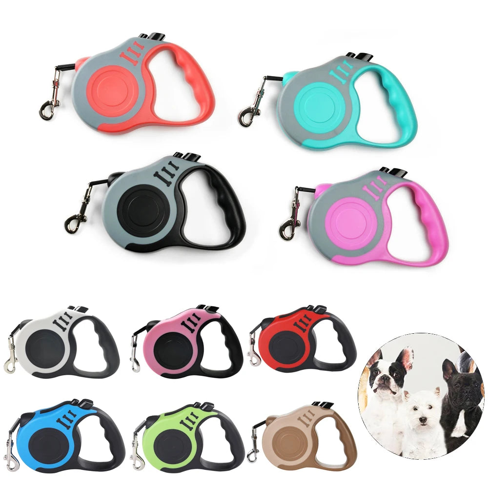 Laisse Rétractable Automatique pour Chien – Nylon Solide, 3m ou 5m