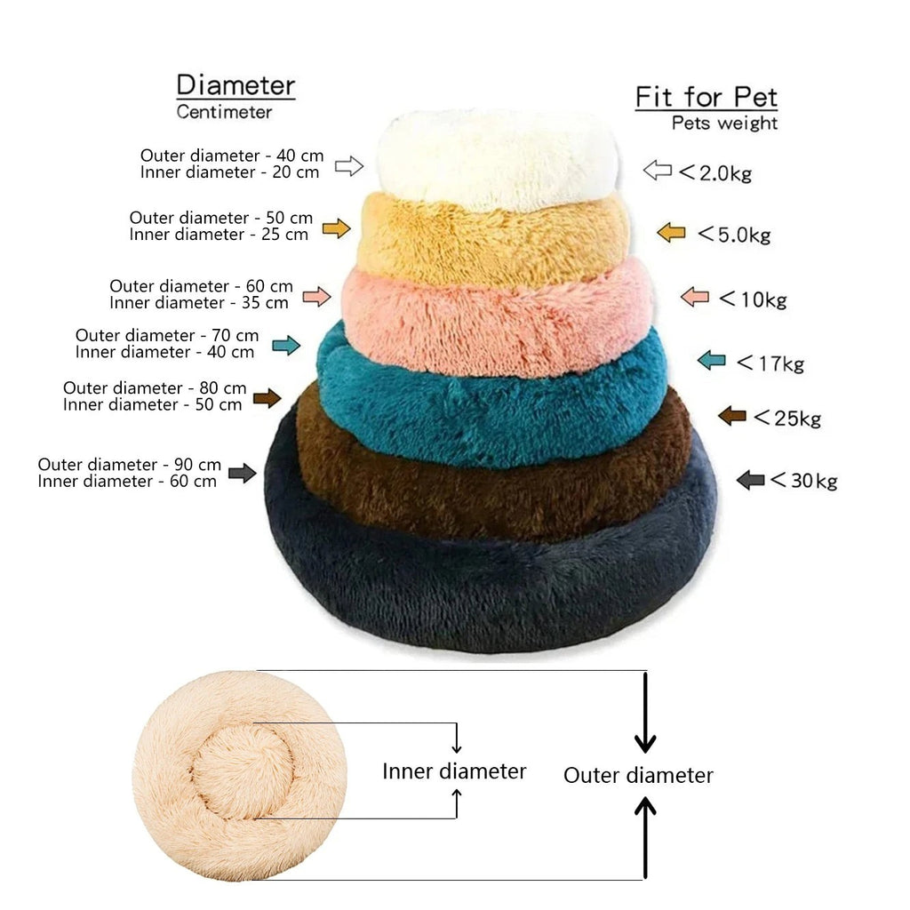 Lit Rond Moelleux pour Chien & Chat – Peluche Douce, 6 Tailles & 20 Couleurs