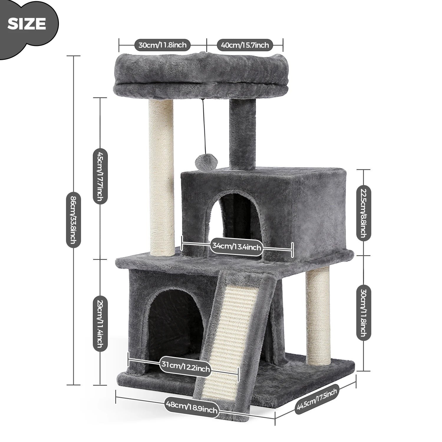 Arbre à Chat Multi-Niveaux avec Condos & Griffoir Sisal
