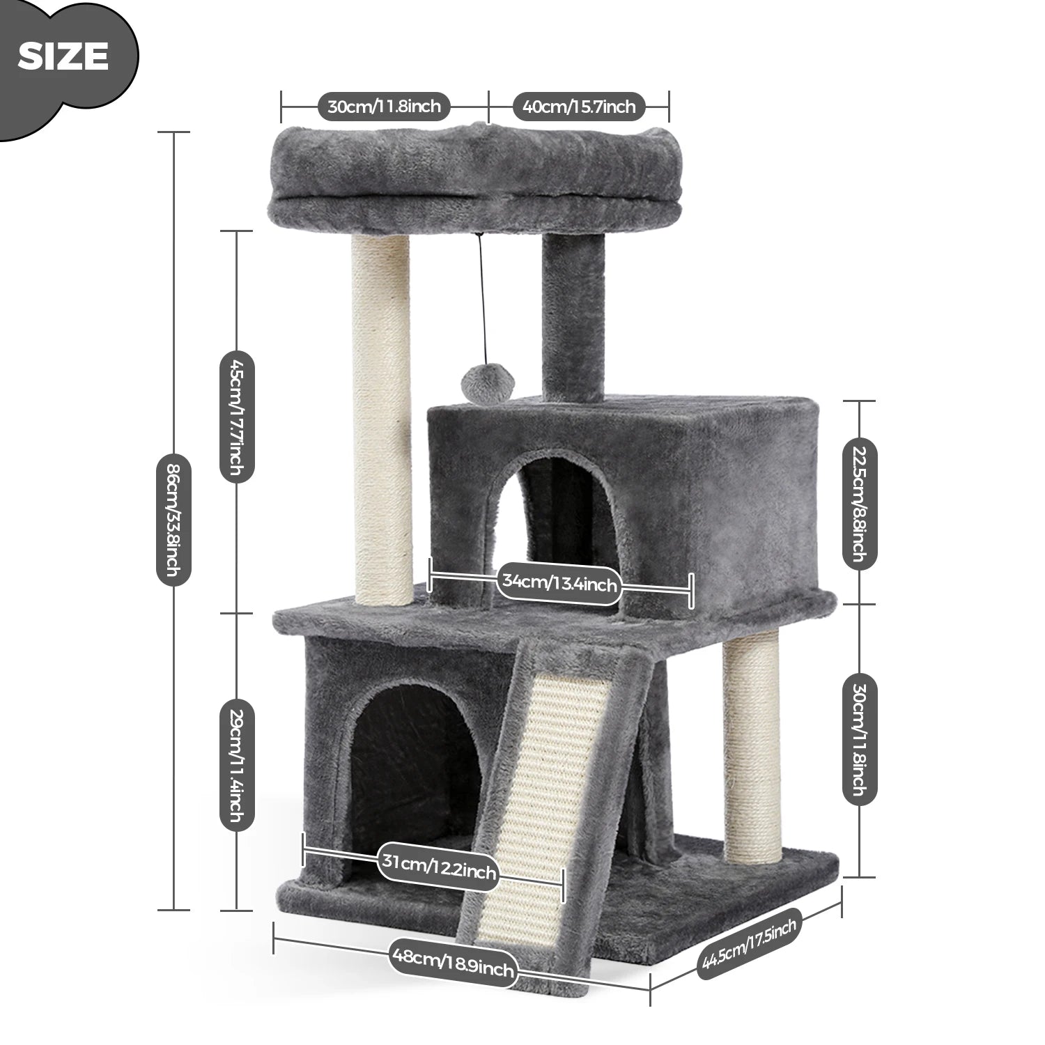 Arbre à Chat Multi-Niveaux avec Condos & Griffoir Sisal