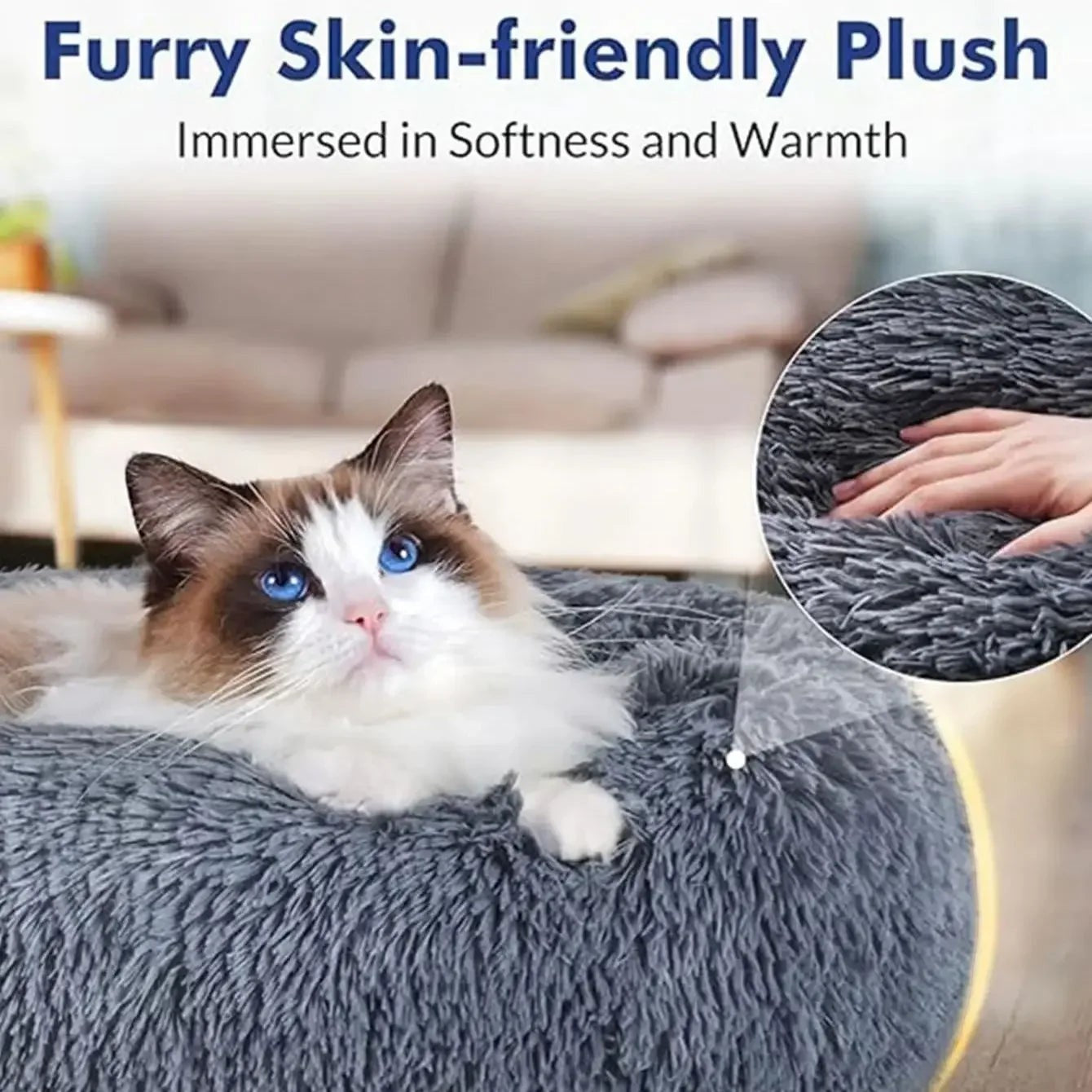 Lit Rond Moelleux pour Chien & Chat – Peluche Douce, 6 Tailles & 20 Couleurs