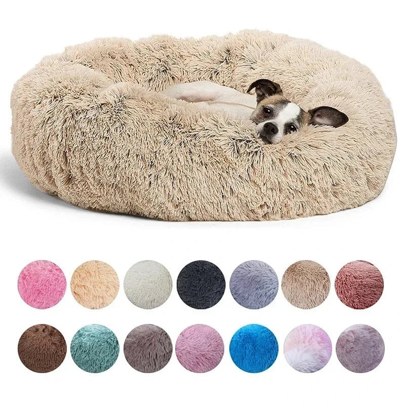 Lit Rond Moelleux pour Chien & Chat – Peluche Douce, 6 Tailles & 20 Couleurs