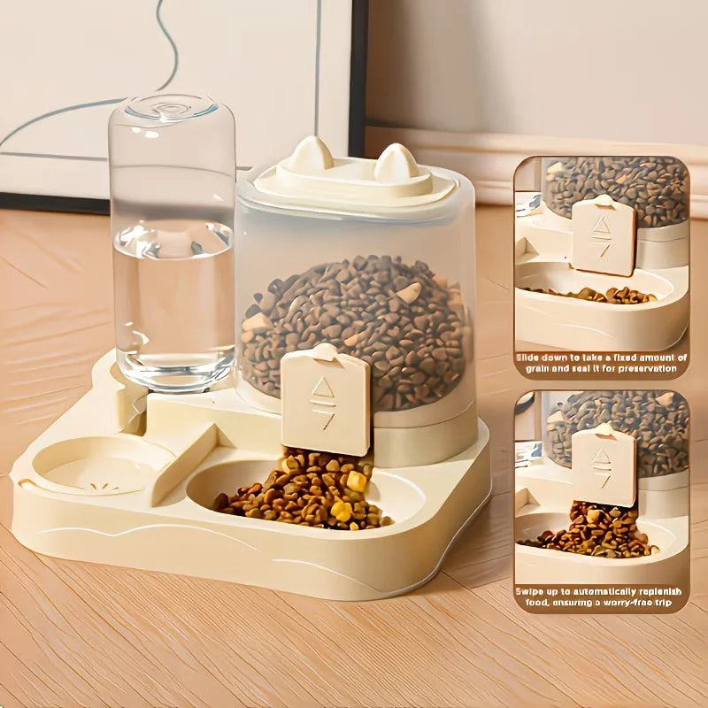 Distributeur Eau & Nourriture 2 en 1 pour Chat & Chien