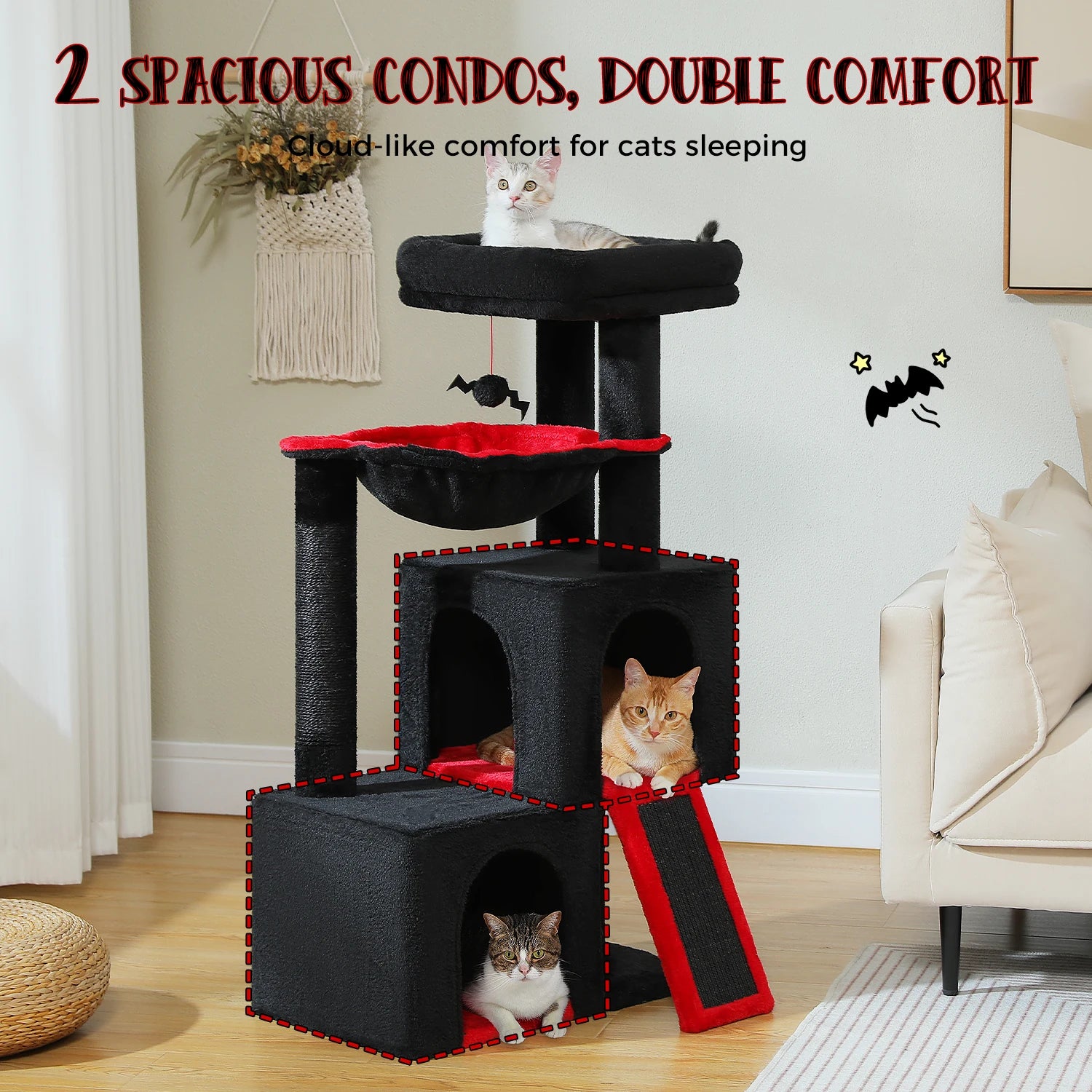 Arbre à Chat Multi-Niveaux avec Condos & Griffoir Sisal