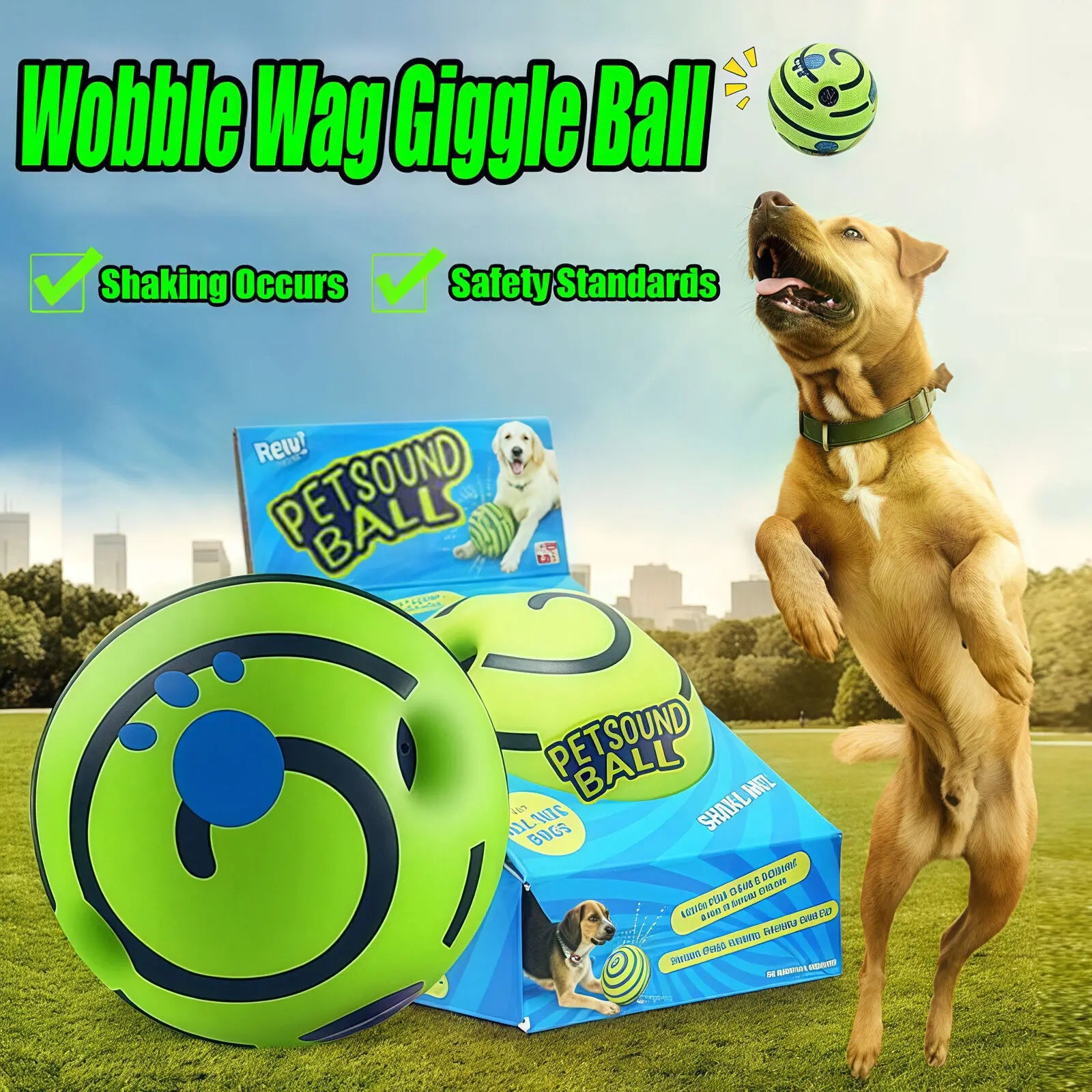 Balle Rigolote Wobble Wag pour Chien – Sons Amusants, Sans Batterie