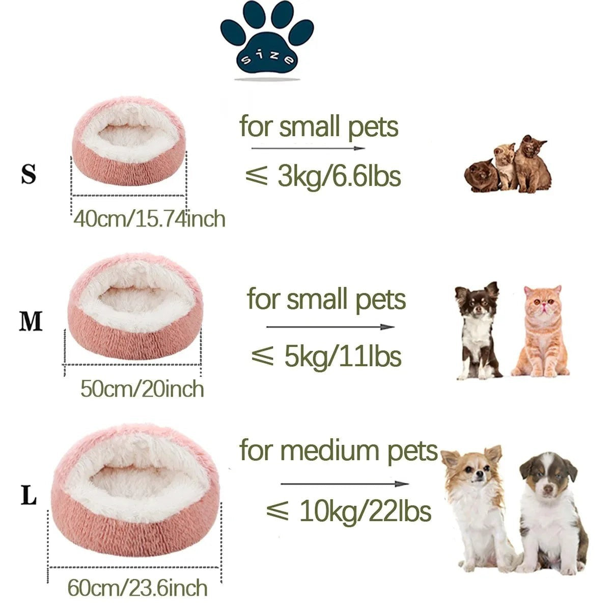 Lit Douillet 2 en 1 pour Chien & Chat – Peluche Ultra-Douce, 3 Tailles