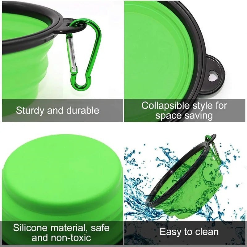 Gamelle Portable Pliante en Silicone – 2 en 1 Eau & Nourriture, Voyage