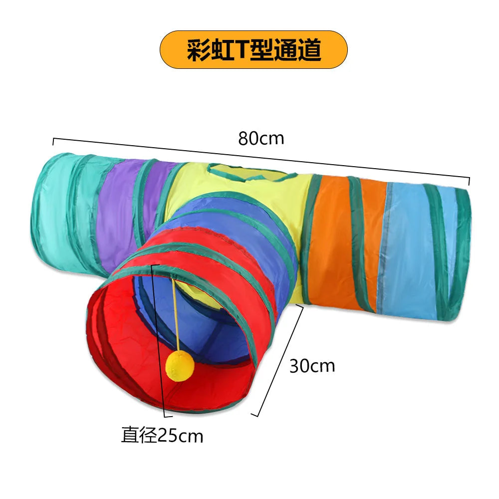 Tunnel Arc-en-Ciel pour Chat — Jeu Interactif Pliable