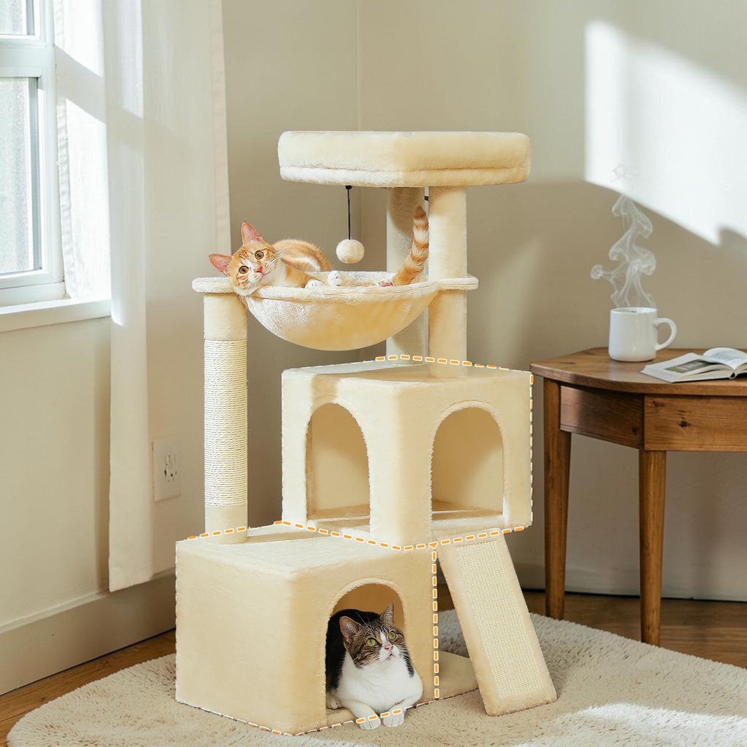 Arbre à Chat Multi-Niveaux avec Condos & Griffoir Sisal