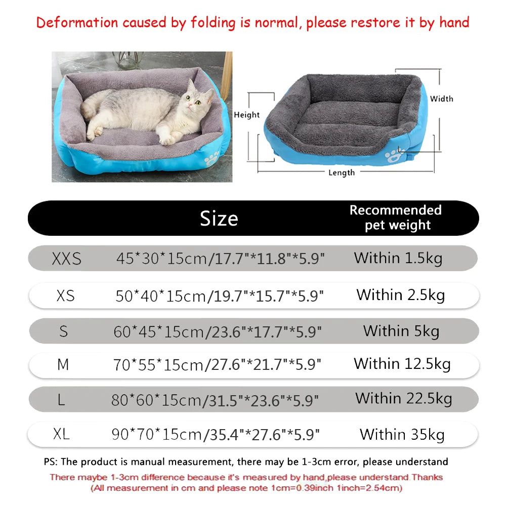 Canapé Lit Carré pour Grand Chien – Coussin Lavable, Chaud & Confortable