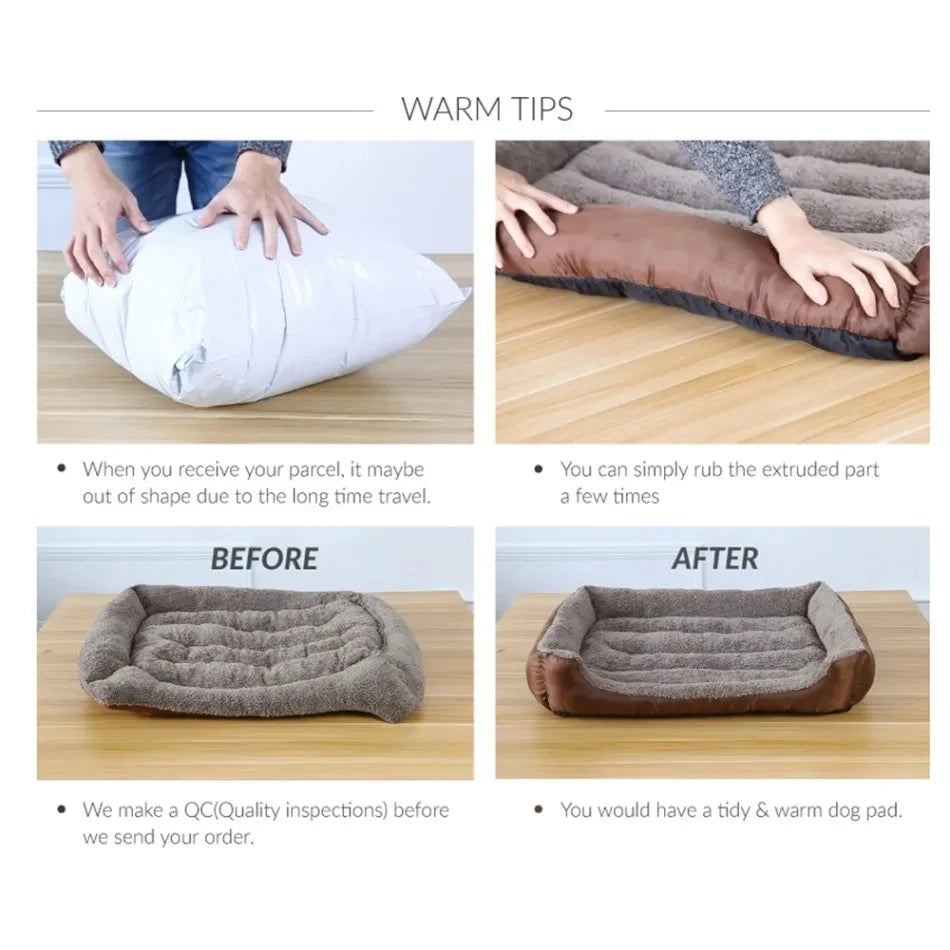 Canapé Lit Carré pour Grand Chien – Coussin Lavable, Chaud & Confortable