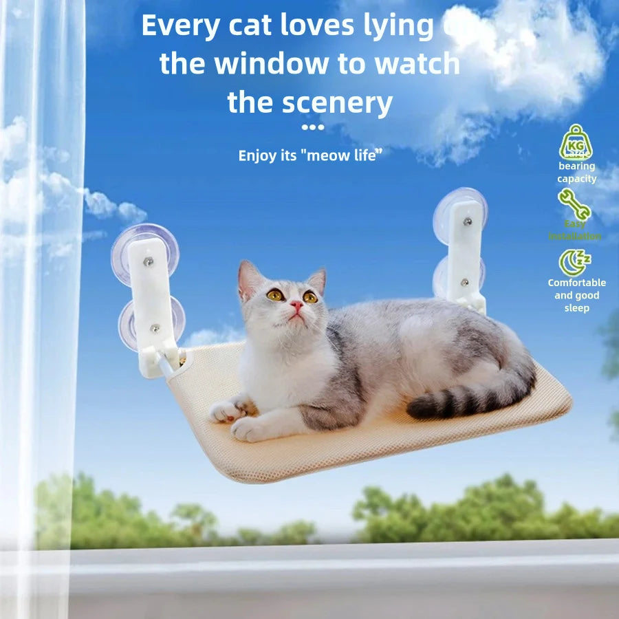 Hamac Fenêtre pour Chat — Fixation Ventouse Sans Montage