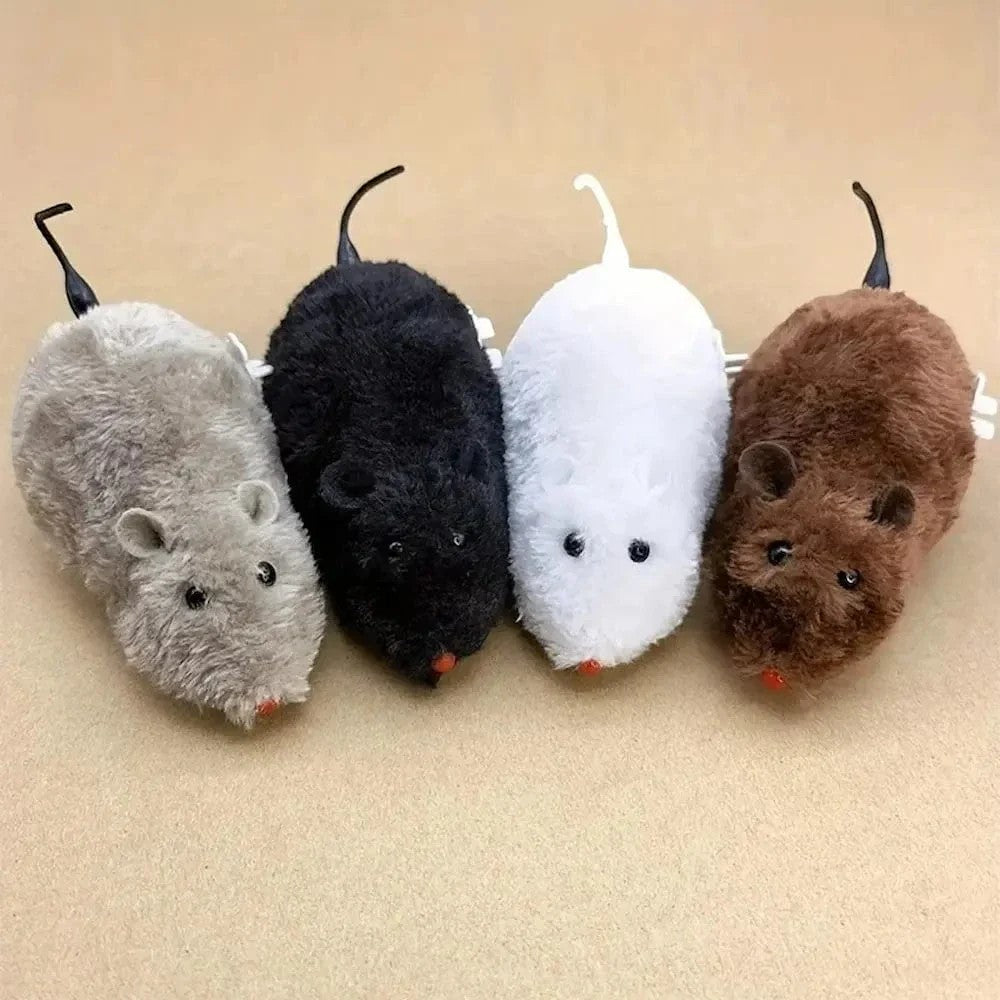 Petify' Jouet souris réaliste en peluche pour chat, disponible en gris, noir, blanc et marron. Queue longue et texture douce.